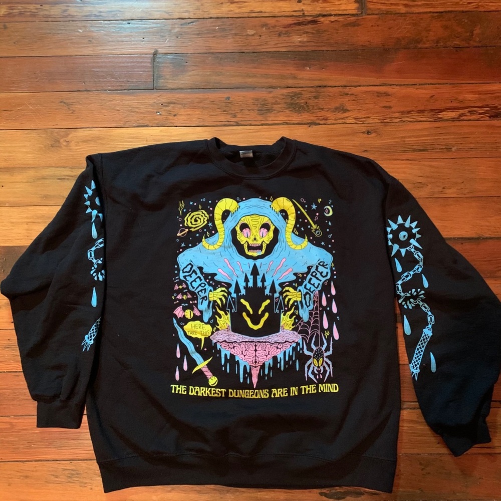 Black Darkest Dungeons Screen Printed Crewneck- XL